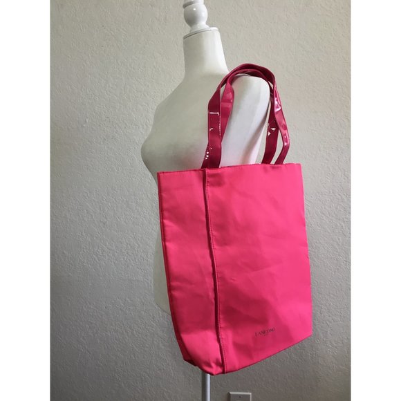 LANCOME NEW Pink Tote/Shoulder Bag Canvas Rectangular Shape Fully Lined - Picture 7 of 14